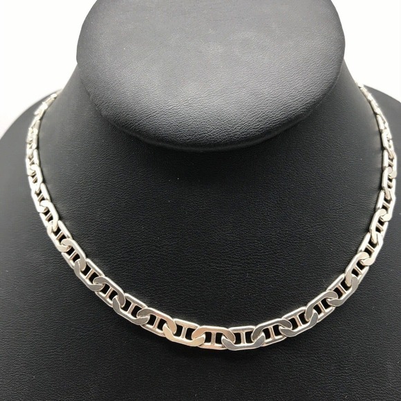 925 Italy Sterling Silver Mariner Anchor Chain Link Necklace 16.25" - Picture 7 of 8